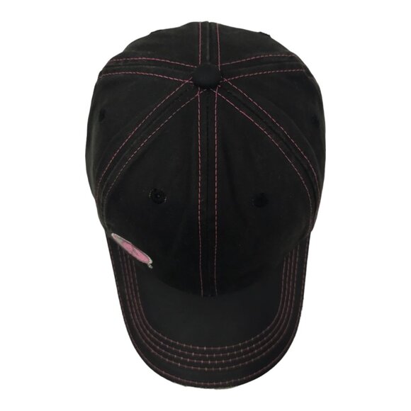 Mossy Oak Black Pink Distressed Tuck Strap Adjustable Cap Trucker Baseball Hat - Picture 6 of 13